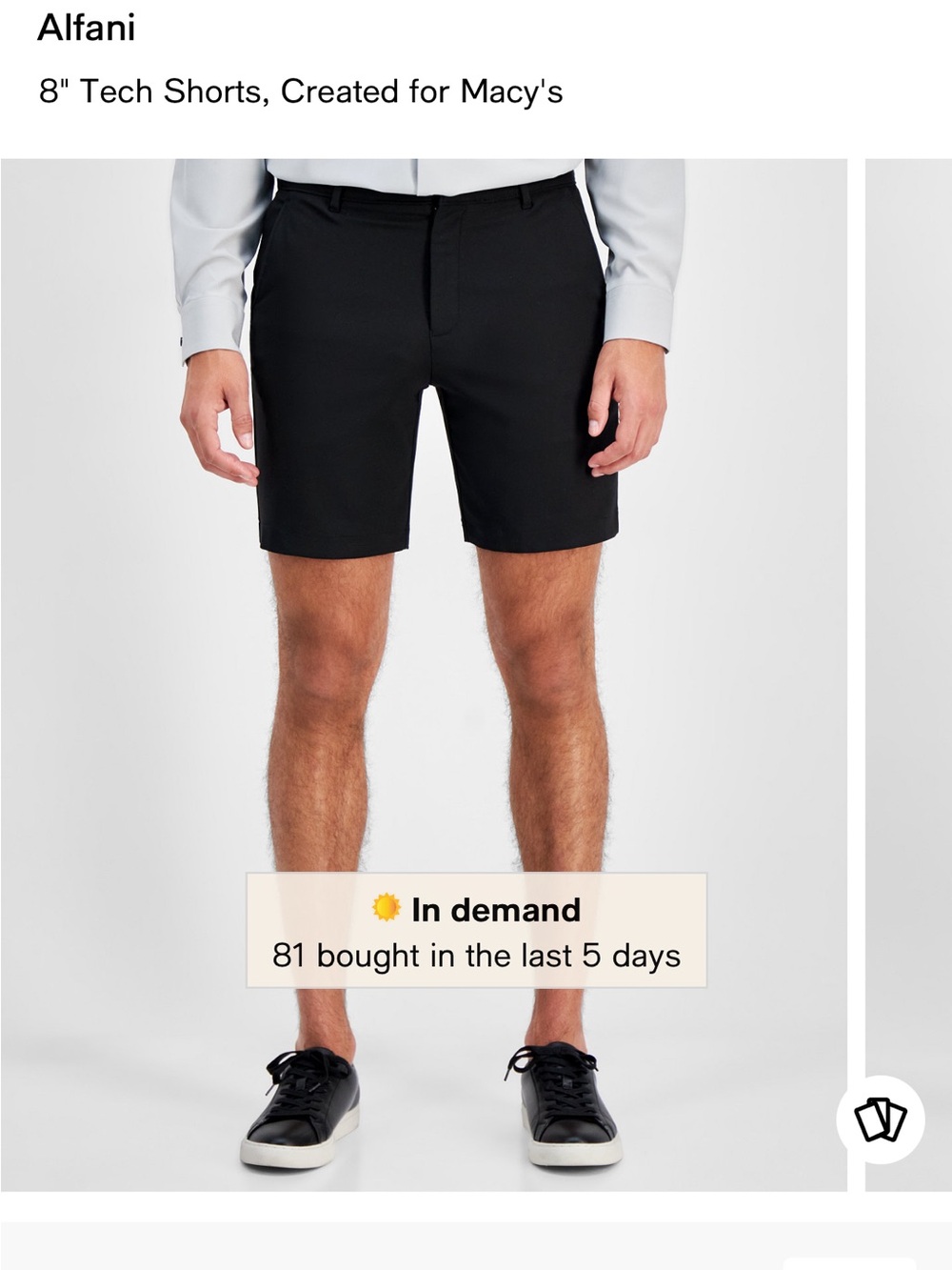 Alfani Black Flat Front Men's Shorts